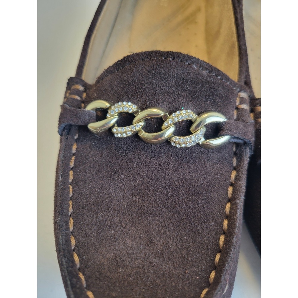 Naturalizer Kaptain Loafers Chain Suede Oxford Flats Brown Womens Size 9.5 - Picture 6 of 12
